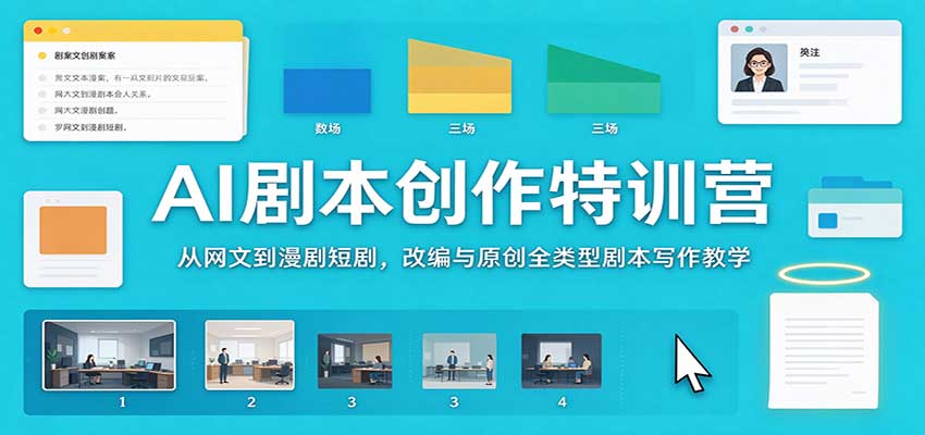 AI剧本创作特训营：从网文到漫剧短剧，改编与原创全类型剧本写作教学-藏宝阁