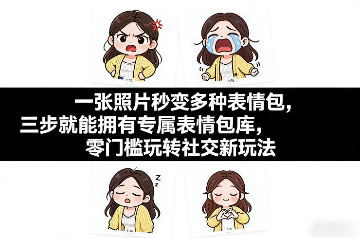 一张照片秒变多种表情包，三步就能拥有专属表情包库，零门槛玩转社交新玩法【文档】-藏宝阁