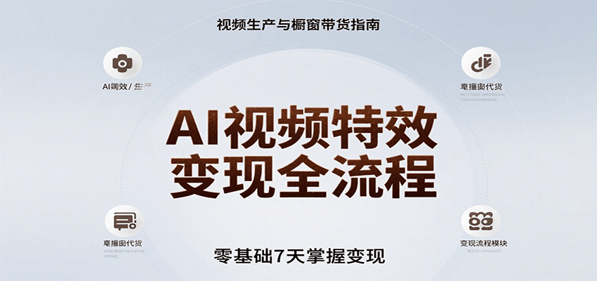 AI视频特效变现全流程，零基础7天掌握视频生产到橱窗带货变现-藏宝阁