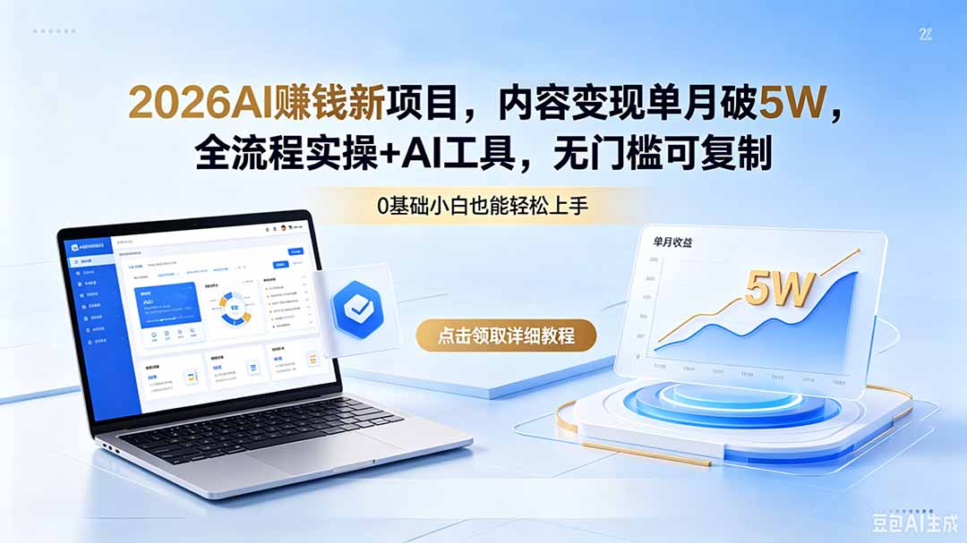 2026AI赚钱新项目，内容变现单月破5W，全流程实操+AI工具，无门槛可复制-藏宝阁