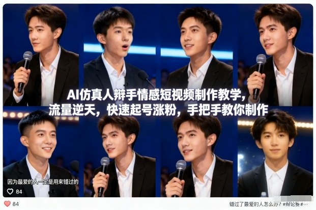 AI仿真人辩手情感短视频制作教学，流量逆天，快速起号涨粉，手把手教你制作-藏宝阁