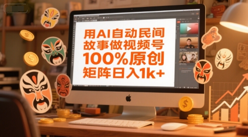 用AI自动民间故事做视频号，100%原创，矩阵日入1k+-藏宝阁