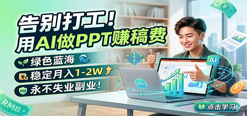 告别打工！用AI做PPT赚稿费，绿色蓝海，稳定月入1-2W，永不失业副业！-藏宝阁