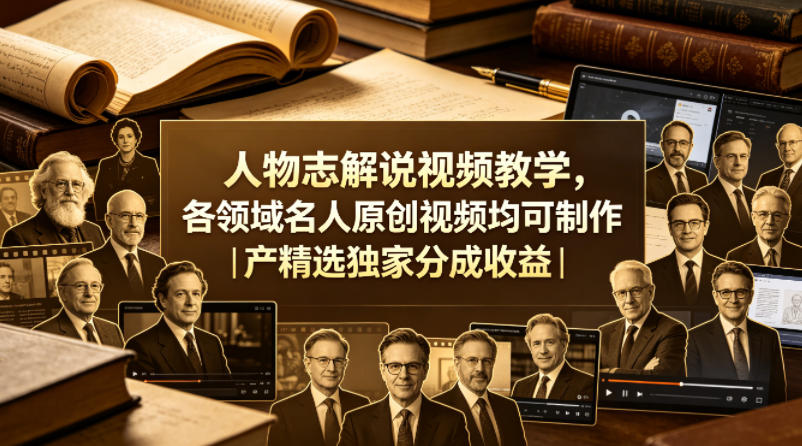 人物志解说视频教学，各领域名人原创视频均可制作丨精选独家分成收益(更新0430)-藏宝阁