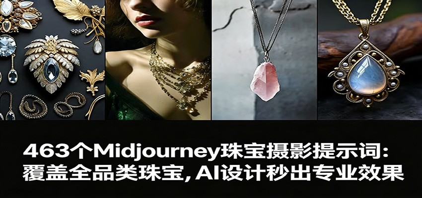 463个Midjourney珠宝摄影提示词：覆盖全品类珠宝，AI设计秒出专业效果-藏宝阁