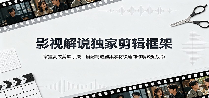 影视解说独家剪辑框架：掌握高效剪辑手法，搭配精选剧集素材快速制作解说短视频-藏宝阁