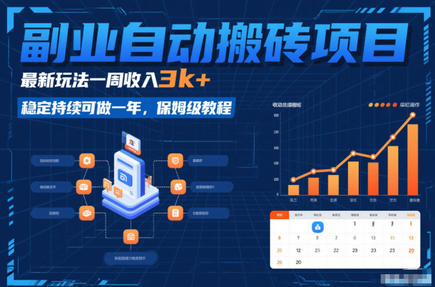 副业自动搬砖项目，最新玩法一周收入3k+，稳定持续可做一年，保姆级教程【揭秘】-藏宝阁