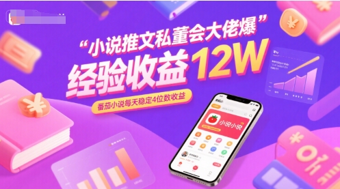 小说推文私董会大佬爆单经验分享收益12W，番茄小说每天稳定4位数收益-藏宝阁