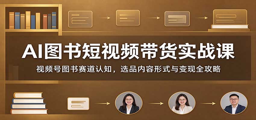 AI图书短视频带货实战课：视频号图书赛道认知，选品内容形式与变现全攻略-藏宝阁