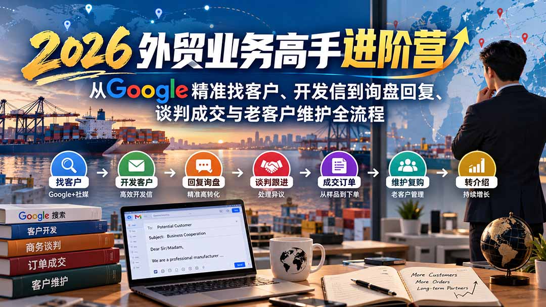 2026外贸业务高手进阶营：从Google精准找客户、开发信到询盘回复、谈判成交与老客户维护全流程-藏宝阁