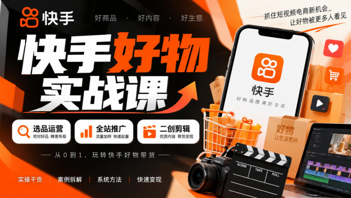 快手好物实战课｜选品运营+全站推广+二创剪辑带货变现-藏宝阁