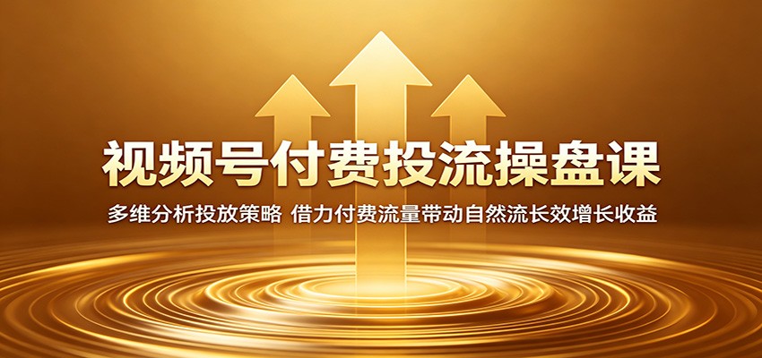 视频号付费投流操盘课：多维分析投放策略，借力付费流量带动自然流长效增长收益-藏宝阁