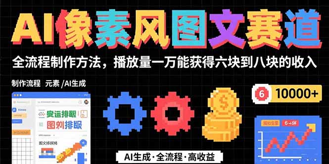 AI像素风图文赛道：全流程制作方法，播放量一万能获得6块到8块的收入-藏宝阁