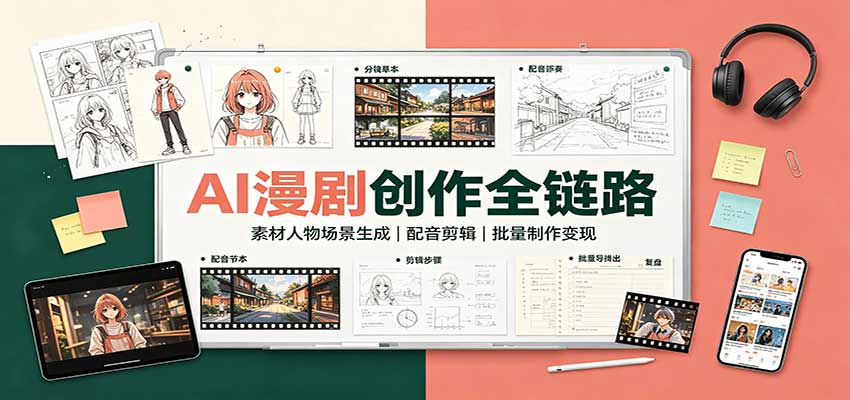 AI漫剧创作全链路：素材人物场景生成，配音剪辑，批量制作变现-藏宝阁