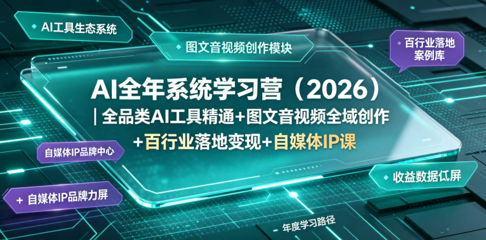 AI全年系统学习营(2026)｜全品类AI工具精通+图文音视频全域创作+百行业落地变现+自媒体IP打造年度进阶大课-藏宝阁