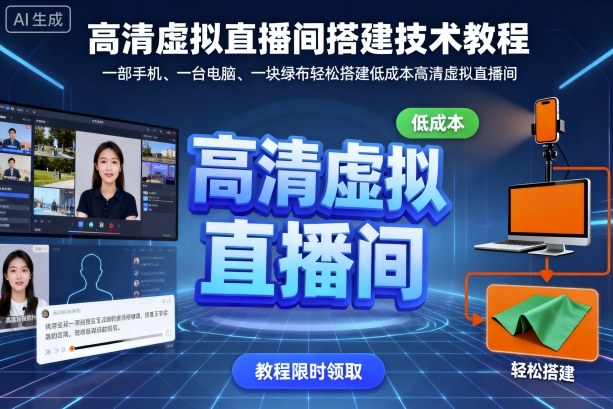 高清虚拟直播间搭建技术教程，一部手机、一台电脑、一块绿布轻松搭建低成本高清虚拟直播间-藏宝阁