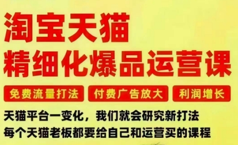 淘宝天猫精细化爆品运营课，免费流量打法-付费广告放大-利润增长-三大核心痛点，一次全部解决-藏宝阁