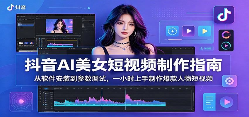 抖音AI美女短视频制作指南：从软件安装到参数调试，一小时上手制作爆款人物短视频-藏宝阁