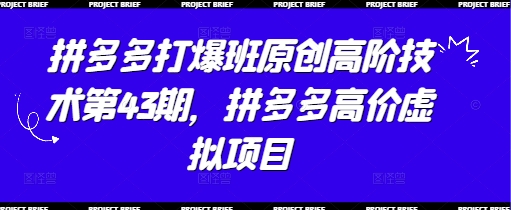拼多多打爆班原创高阶技术第43期，拼多多高价虚拟项目-藏宝阁