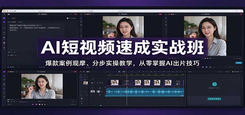 AI短视频速成实战班：爆款案例观摩、分步实操教学，从零掌握AI出片技巧-藏宝阁