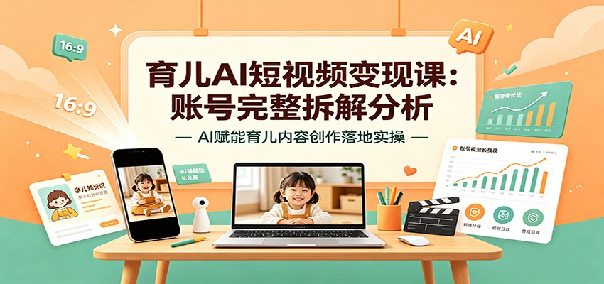 育儿AI短视频变现课：账号完整拆解分析，AI赋能育儿内容创作落地实操-藏宝阁