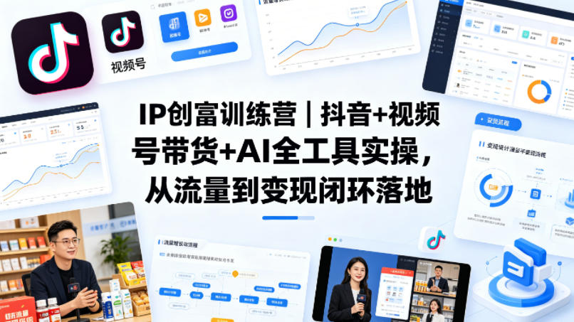 IP创富训练营｜抖音+视频号带货+AI全工具实操，从流量到变现闭环落地-藏宝阁
