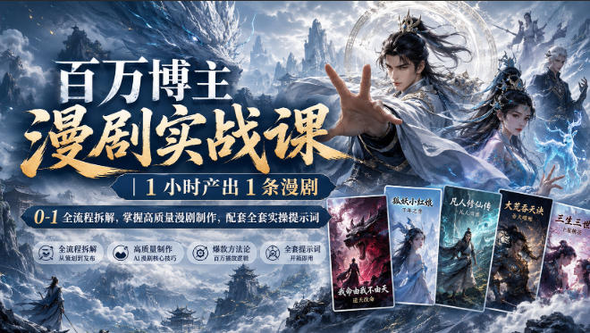 百万博主漫剧实战课｜1小时产出1条漫剧，0‑1全流程拆解，掌握高质量漫剧制作，配套全套实操提示词-藏宝阁