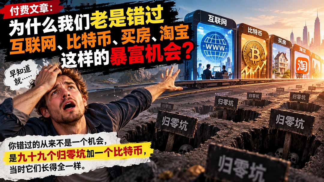付费文章：为什么我们老是错过互联网、比特币、买 房、淘宝这样的暴富机会？-藏宝阁