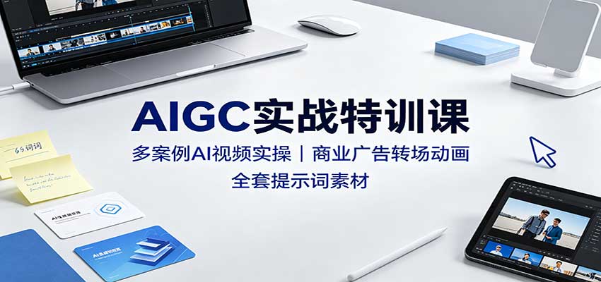 AIGC实战特训课：多案例AI视频实操，商业广告转场动画，全套提示词素材-藏宝阁