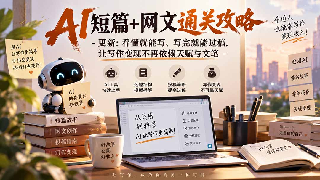 AI短篇+网文通关攻略-更新0921：看懂就能写、写完就能过稿，让写作变现不再依赖天赋与文笔-藏宝阁