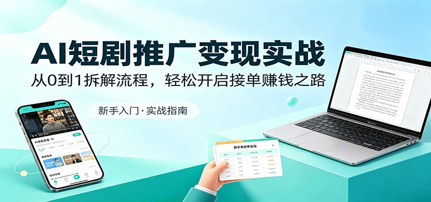 AI短剧推广变现实战：从0到1拆解流程，轻松开启接单赚钱之路-藏宝阁