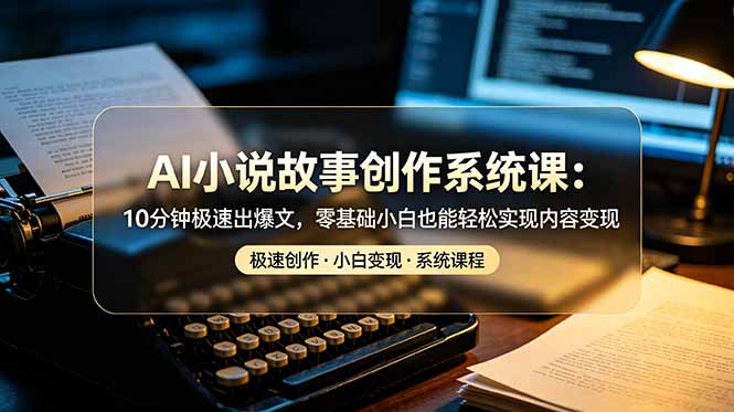 AI小说故事创作系统课：10分钟极速出爆文，零基础小白也能轻松实现内容变现-藏宝阁