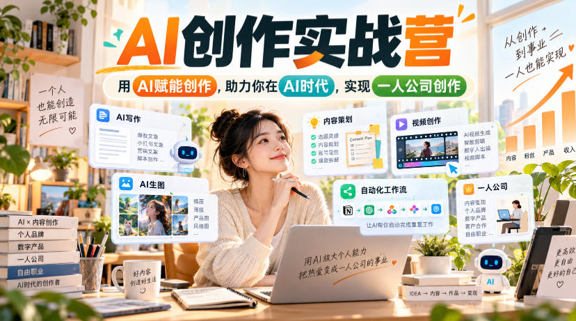 AI创作实战营，用AI赋能创作，助力你在AI时代，实现一人公司创作-藏宝阁