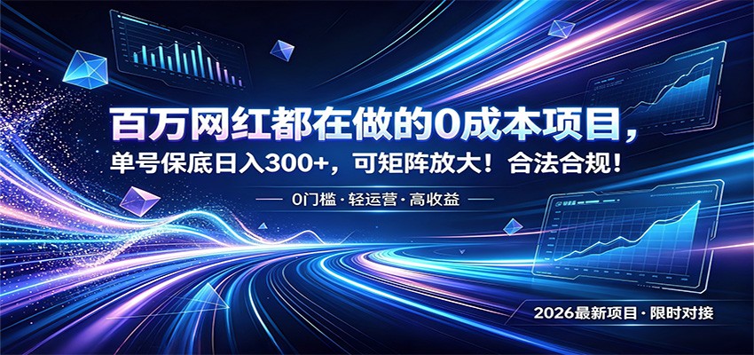 百万网红都在做的0成本项目，单号保底日入300+，可矩阵放大！合法合规！-藏宝阁