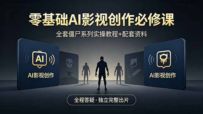 零基础AI影视创作必修课，全套僵尸系列实操教程加配套资料，全程答疑带你独立完整出片-藏宝阁