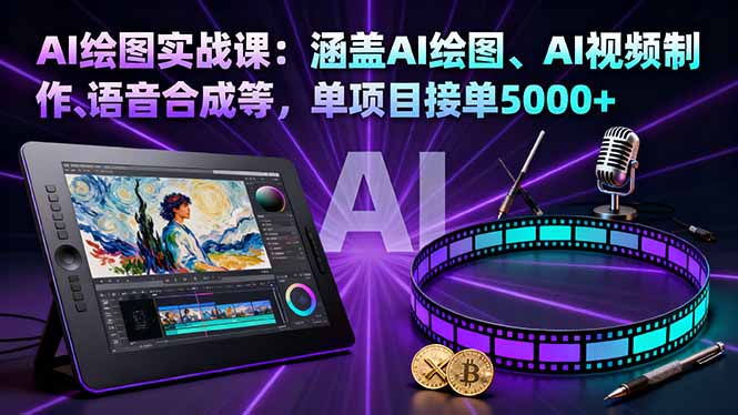 AI绘图实战课：涵盖AI绘图、AI视频制作、语音合成等，单项目接单5000+-藏宝阁