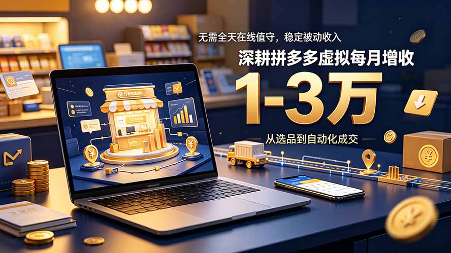 无需全天在线值守，稳定被动收入，深耕拼多多虚拟每月增收 1-3 万-藏宝阁