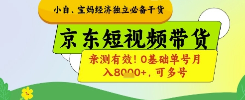 小白宝妈经济独立必备干货，京东短视频带货，亲测有效!0基础单号月入8k+，可多号【揭秘】-藏宝阁