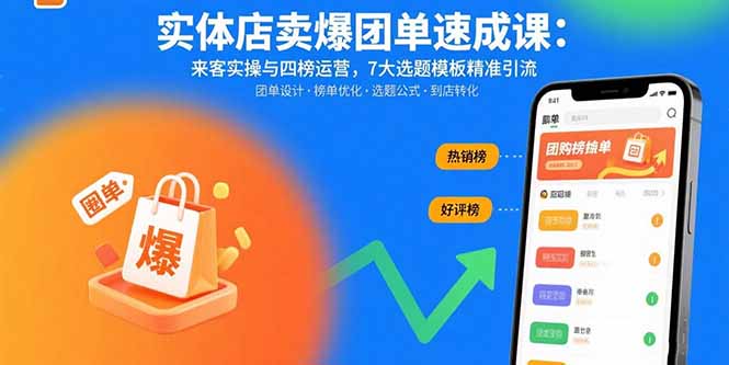 实体店卖爆团单速成课：来客实操与四榜运营，7大选题模板精准引流-藏宝阁
