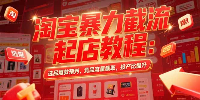 淘宝暴力截流起店教程：选品爆款预判，竞品流量截取，投产比提升-藏宝阁