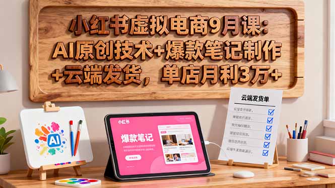 小红书虚拟电商9月课：AI原创技术+爆款笔记制作+云端发货，单店月利3万+-藏宝阁