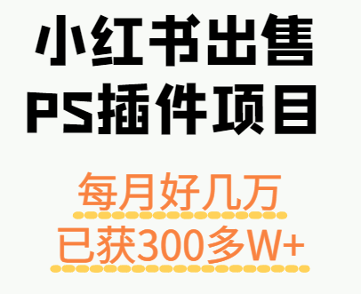 小红书出售PS插件项目，每月都收入好几万，长期操作已获利300多W+-藏宝阁