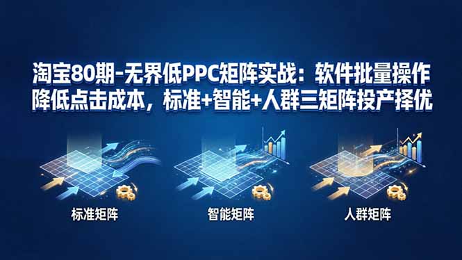 淘宝80期-无界低PPC矩阵实战：软件批量操作降低点击成本，标准+智能+人群三矩阵投产择优-藏宝阁