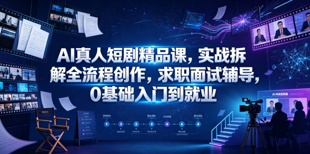 AI真人短剧精品课，实战拆解全流程创作，求职面试辅导，0基础入门到就业-藏宝阁