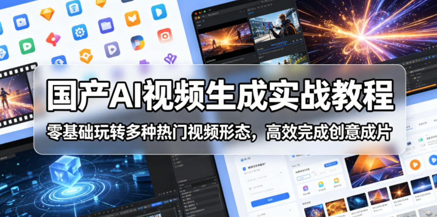 国产AI视频生成实战教程，零基础玩转多种热门视频形态，高效完成创意成片-藏宝阁