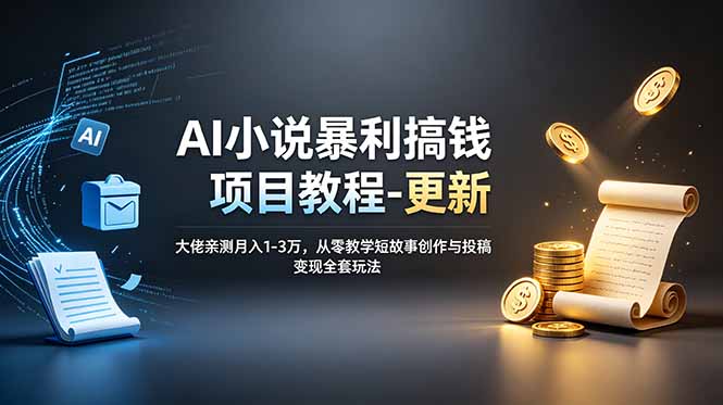 AI小说暴利搞钱项目教程-更新，大佬亲测月入1-3万，从零教学短故事创作与投稿变现全套玩法-藏宝阁