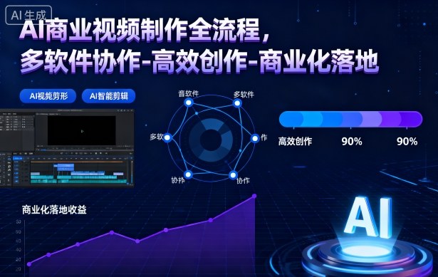 AI商业视频制作全流程，多软件协作-高效创作-商业化落地-藏宝阁