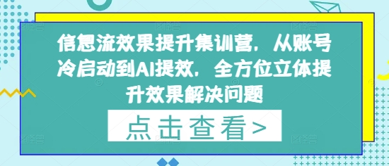 信息流效果提升集训营，从账号冷启动到AI提效，全方位立体提升效果解决问题-藏宝阁