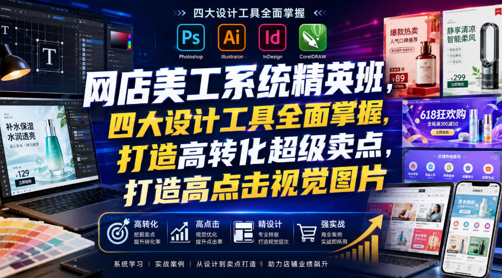 网店美工系统精英班，四大设计工具全面掌握，打造高转化超级卖点，打造高点击视觉图片(2026年7月)-藏宝阁