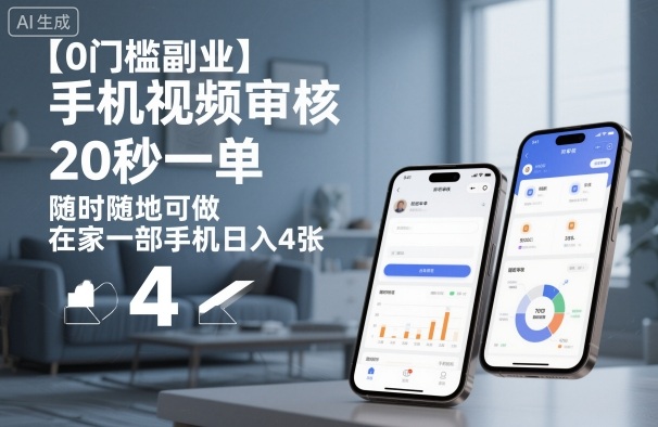 【0门槛副业】手机视频审核，20秒一单，随时随地可做，在家一部手机日入4张【揭秘】-藏宝阁